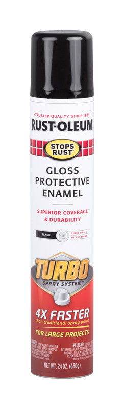 Rust-Oleum 334128 Stops Rust Turbo Spray System Gloss Black Spray Paint, 24 Oz