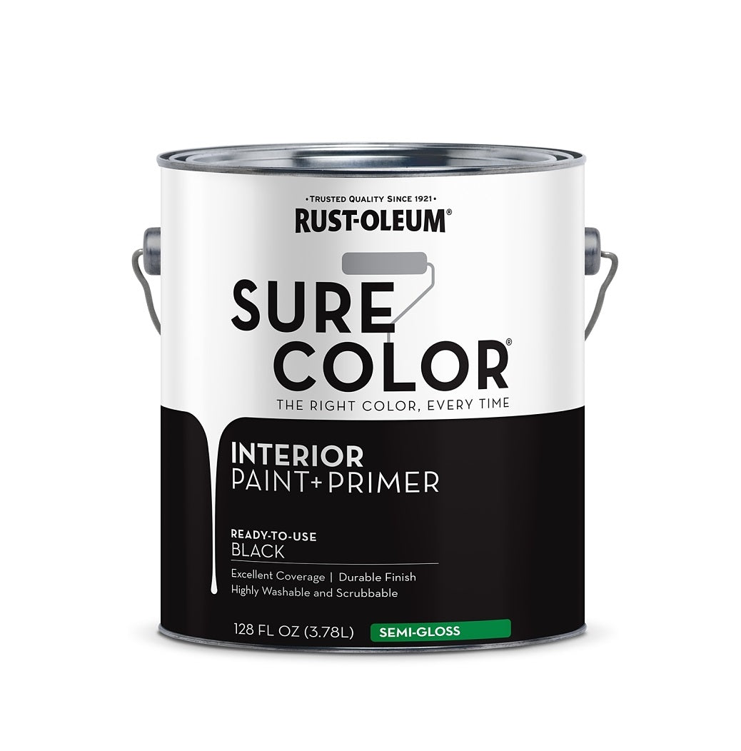 Rust-Oleum 380228 Sure Color Series Interior Paint + Primer, Black, 1 Gallon