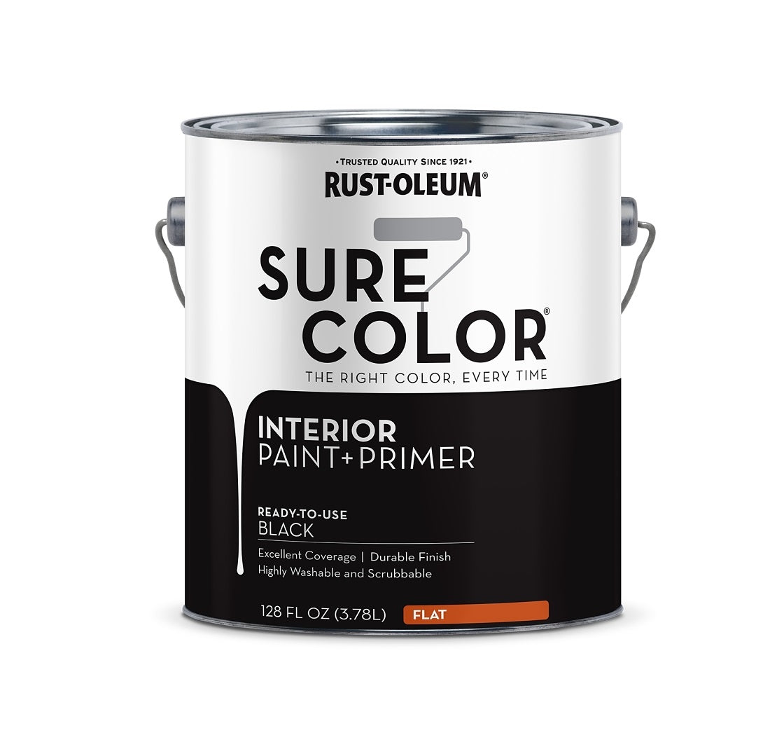 Rust-Oleum 380216 Sure Color Series Interior Paint + Primer, Black, 1 Gallon