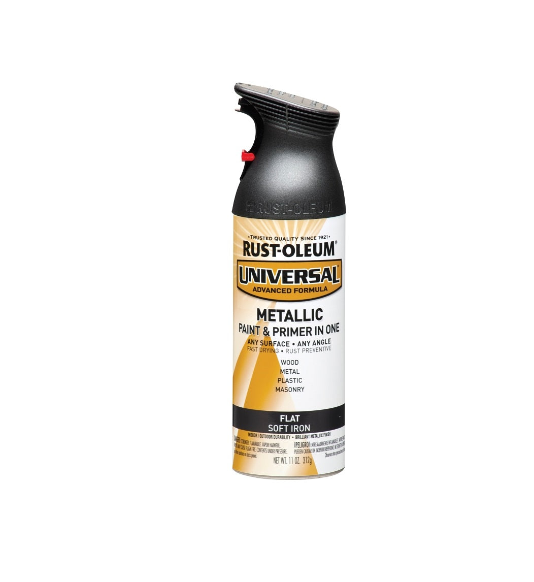 Rust-Oleum 271473 Universal Metallic Spray Paint, Flat Soft Iron, 11 Oz