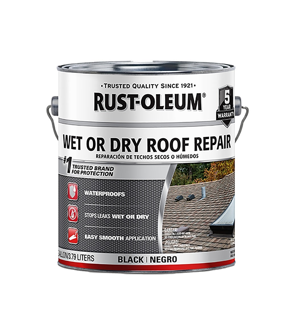 Rust-Oleum 301899 Wet or Dry Roof Repair, Black, 1 Gallon