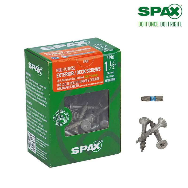 SPAX 4191670600404 Star Flat Head Multi-Purpose Screws, #14 x 1-1/2 in