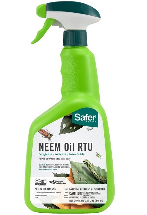 Safer 5180-6 Neem Oil RTU Organic Insect Killer, 32 Oz