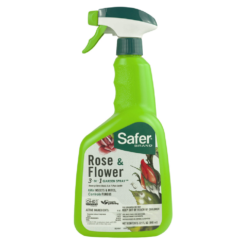 Safer 5454 Organic 3-in-1 Rose and Flower Garden Spray, 32 Oz