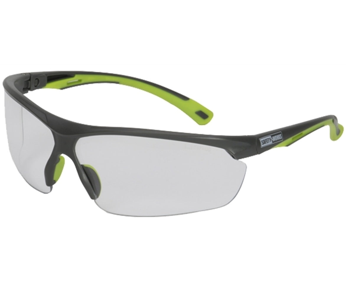 Safety Works SWX00258 Semi-Rimless Safety Glasses, Clear
