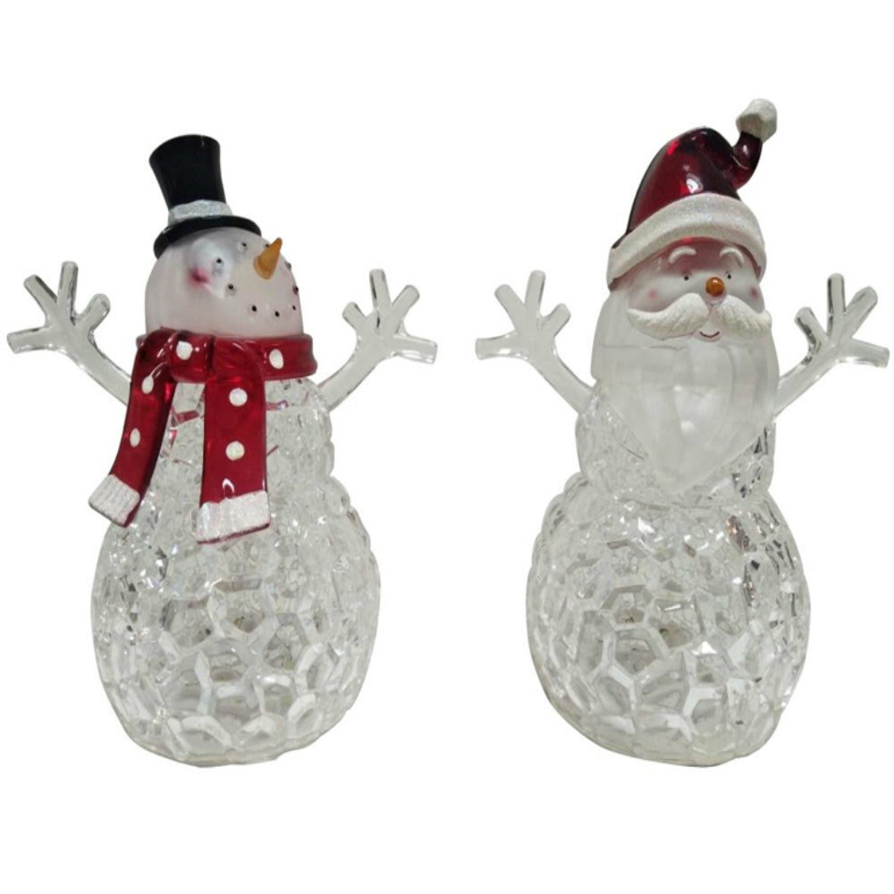 Santas Forest 21409 Battery Operated Christmas Santa And Snowman, 2 Piece