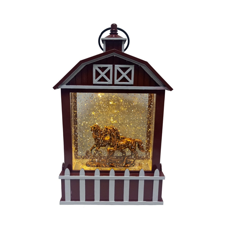 Santas Forest 21505 Christmas Barn With Scene, 11 Inch