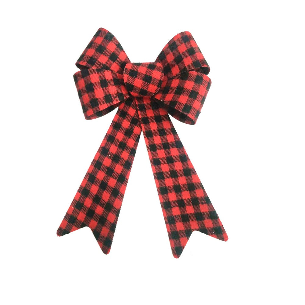 Santas Forest 44513 Christmas Bow Buffalo Plaid, Red