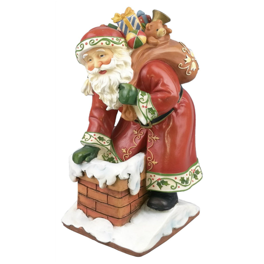 Santas Forest 89407 Christmas Santa on a Chimey Figurine