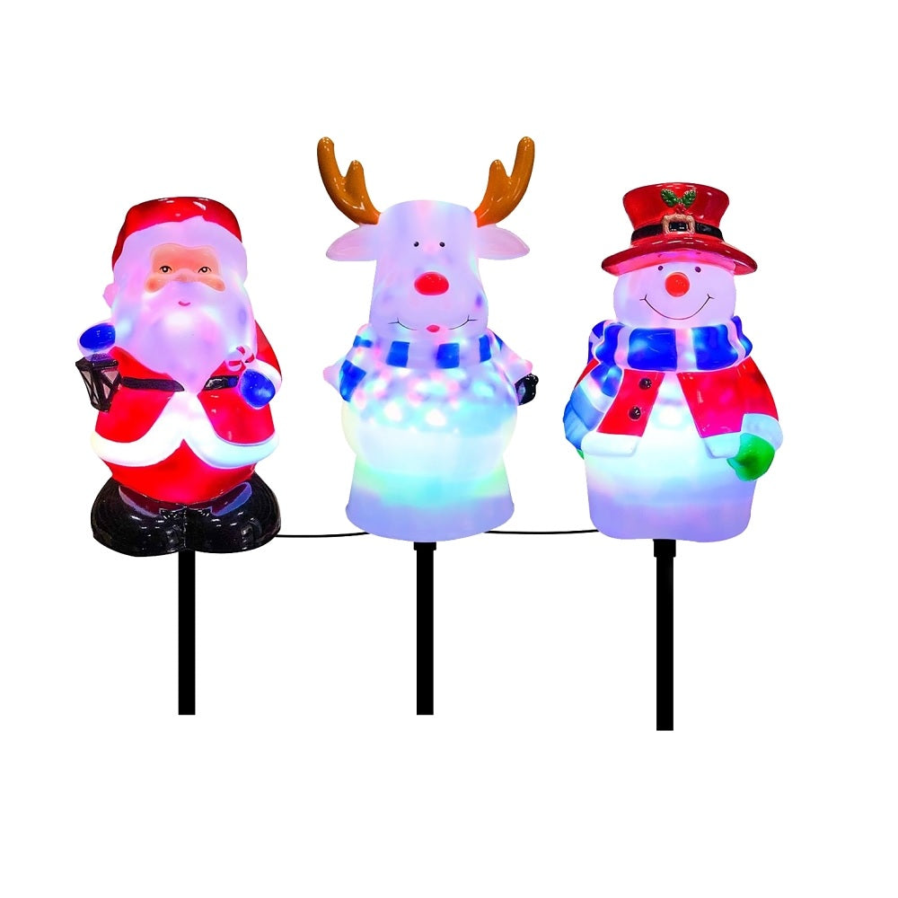Santas Forest 92706 Christmas Snowman/Santa/Moose Stake Set, Multi-Color