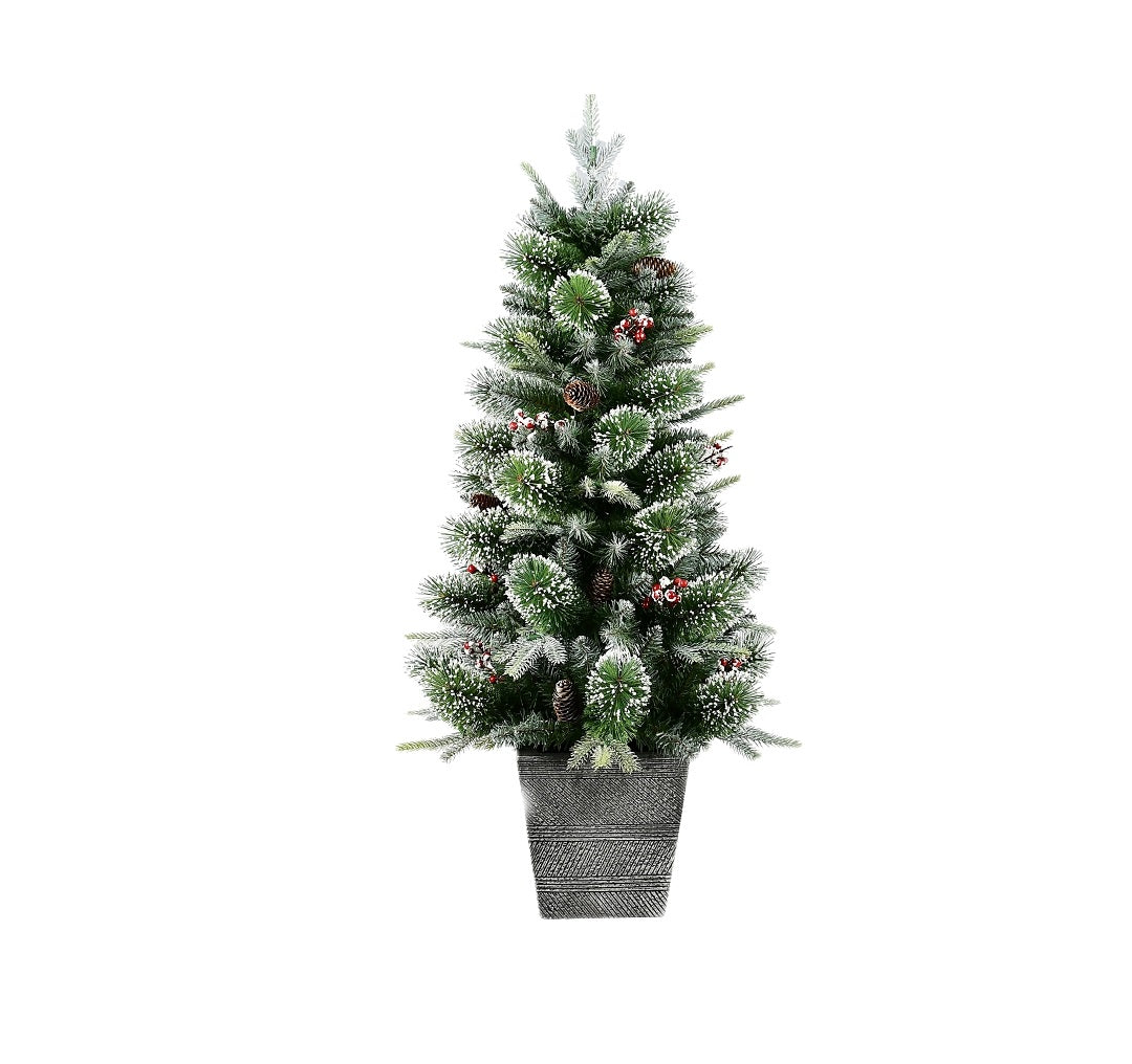 Santas Forest 29847 Mixed Needle Christmas Tree, Wicker Base, 4 ft