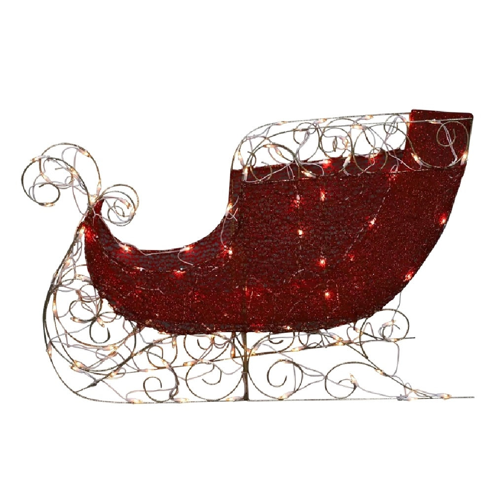 Santas Forest 58709 Prelit 3D Mesh Sled, Red