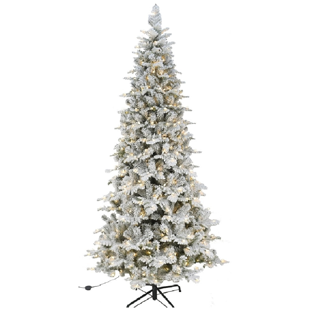 Santas Forest 29780 Prelit Snowy Nobel Tree, 8 feet