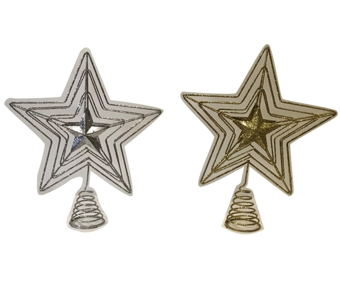 Santas Forest 99737 Shatterproof Christmas Star Tree Top, Gold/Silver
