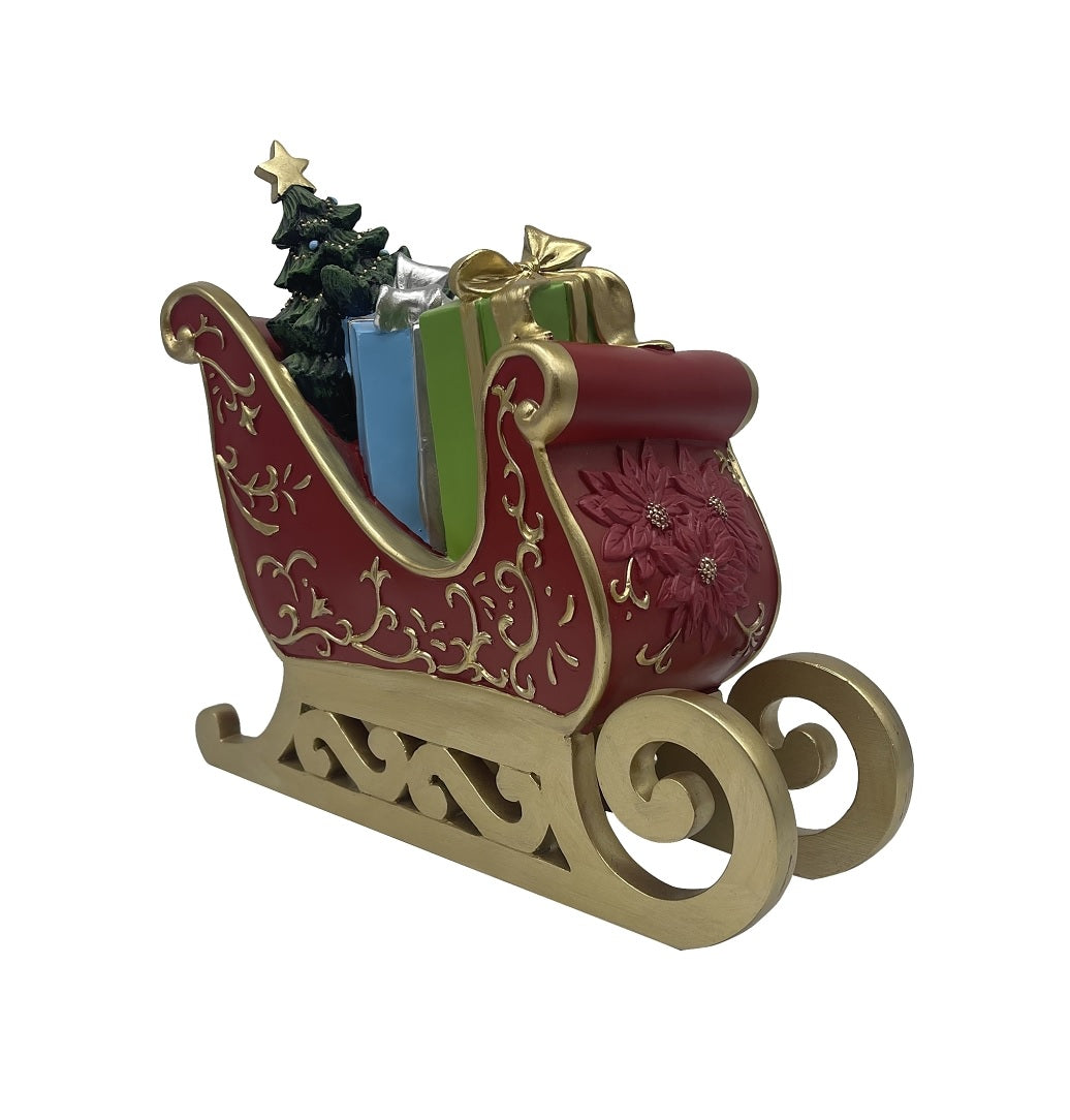 Santas Forest 89820 Sled w/Tree & Gifts, Polyresin, Colorful