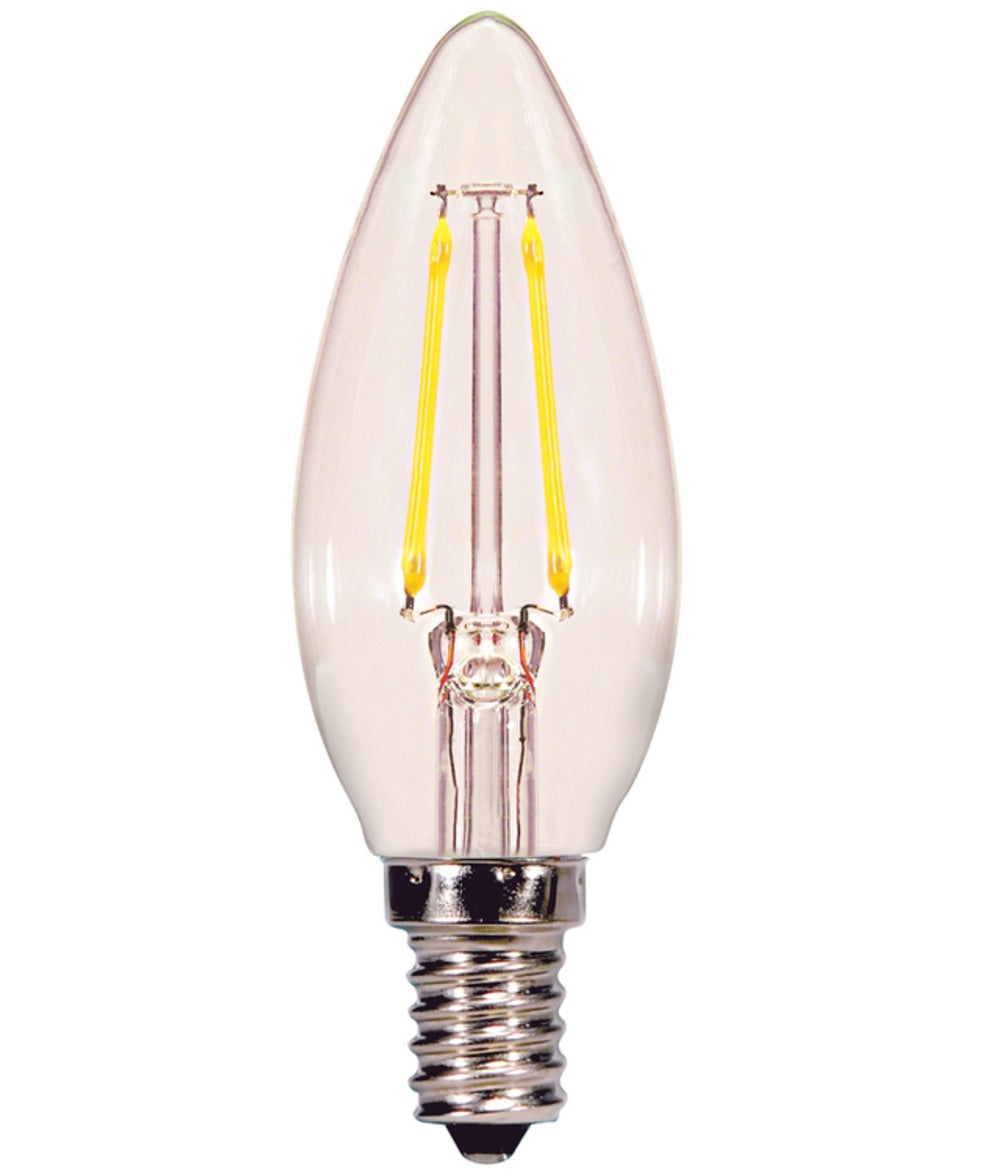 Satco S21700 B11 Filament LED Bulbs, 2.5 Watts, 120 Volt