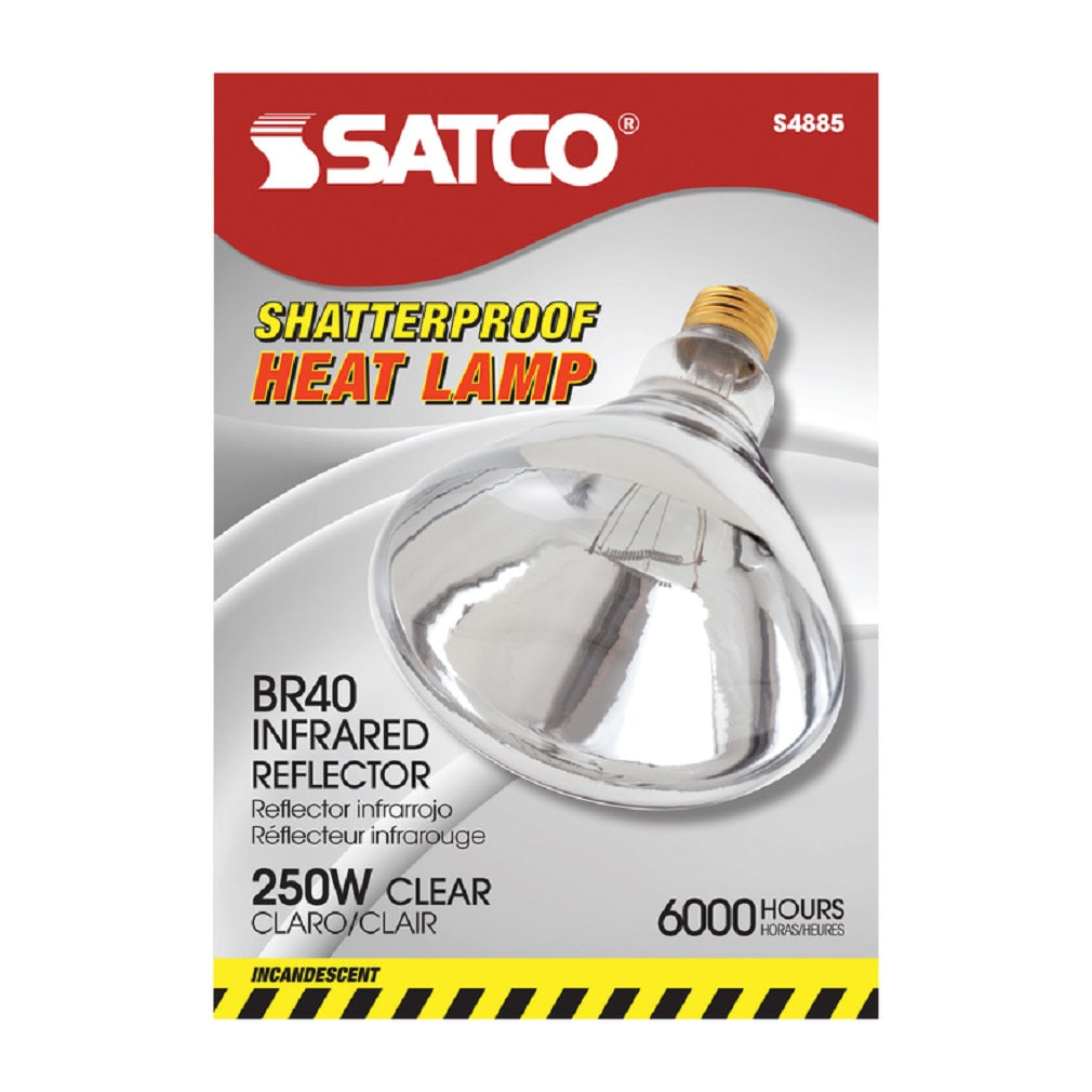 Satco S4885 Heat Lamp Incandescent Bulb, Clear