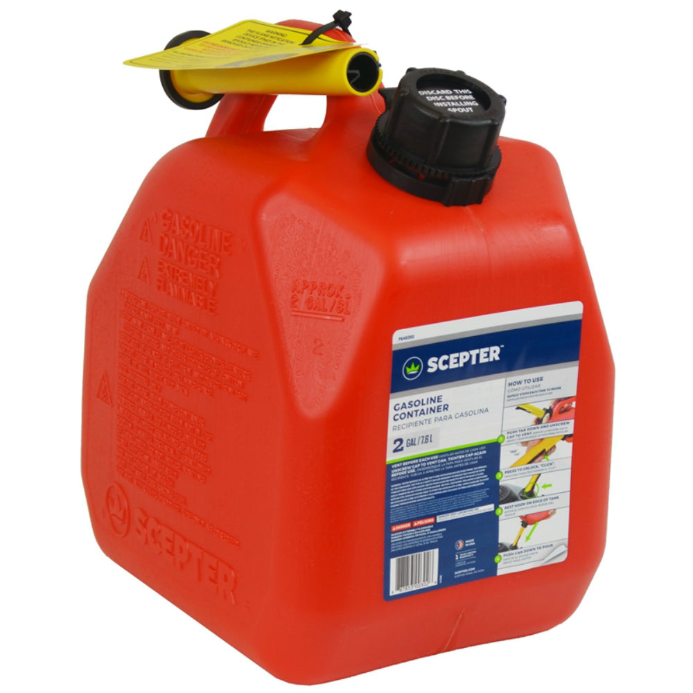 Scepter FG4G211 Flo n' go Polypropylene Gas Can, 2 Gallon, Red