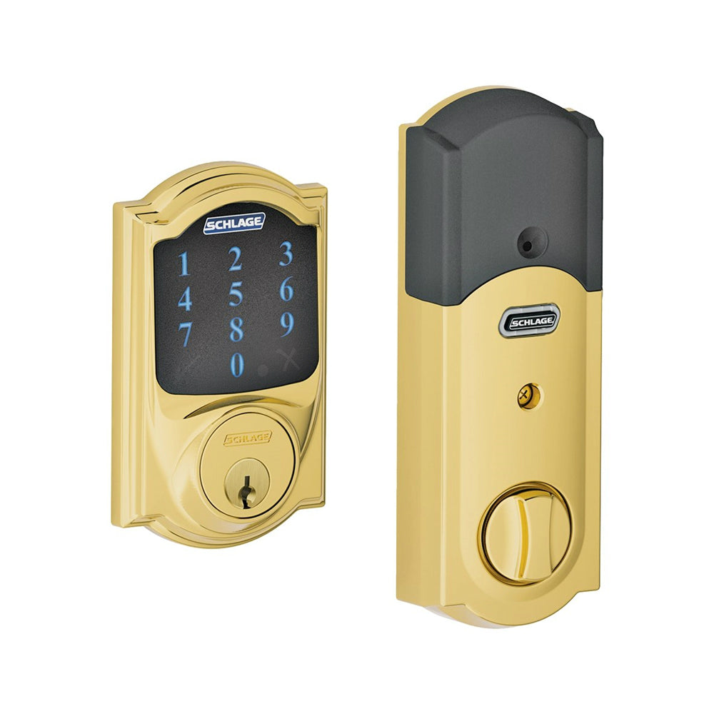 Schlage BE469ZPVCAM505 Touchscreen Electronic Deadbolt, 1 Grade, Brass