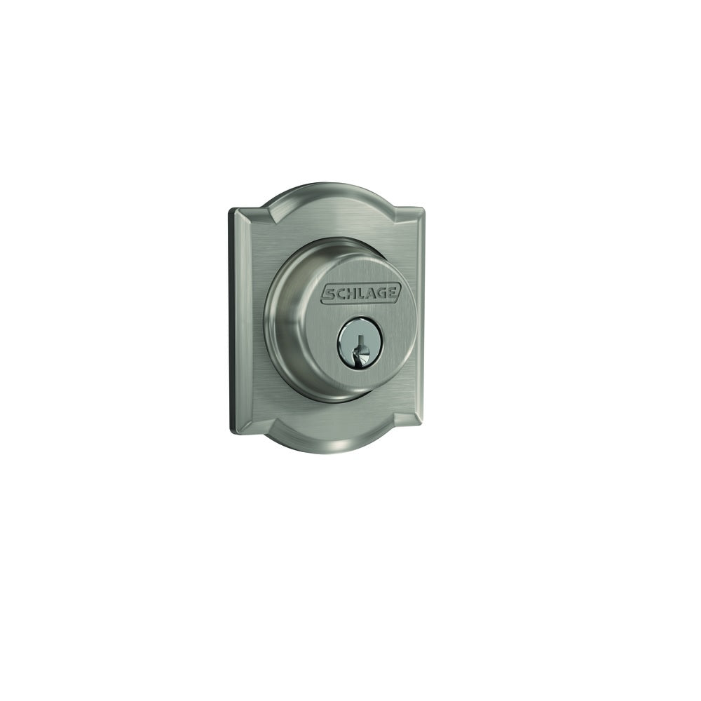 Schlage B60GCCAM619 Camelot Single Cylinder Deadbolt, Satin Nickel