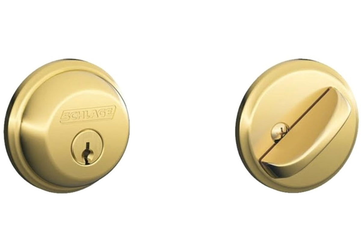 Schlage B60N505 Deadbolt, 1-Cylinder, Ultima Bright Brass