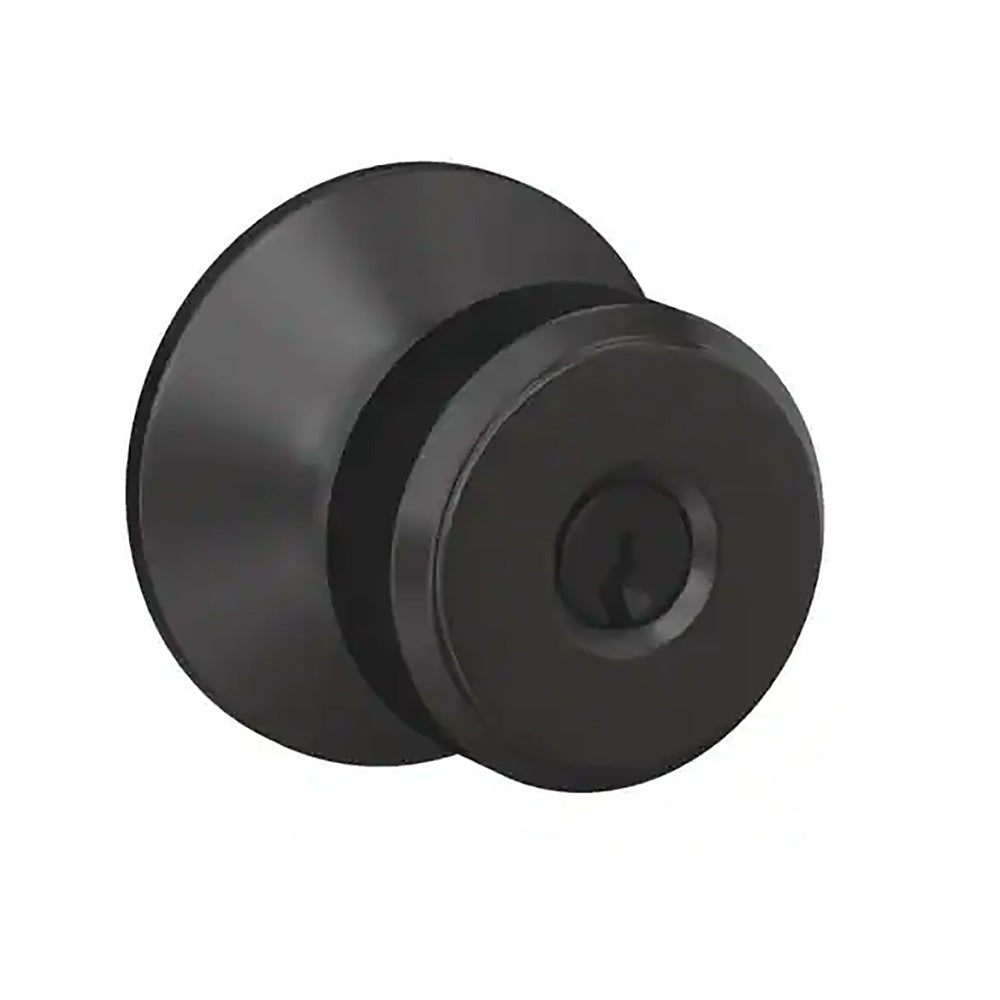 Schlage F51ABOW622 Bowery Knob Keyed Entry Lock, Matte Black