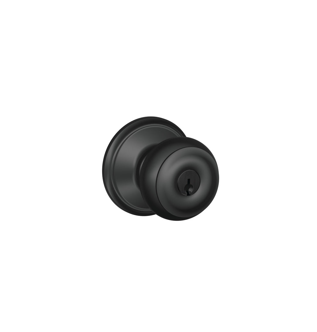 Schlage F51AGGEO622 F-Series Georgian Entry Knobs, Matte Black