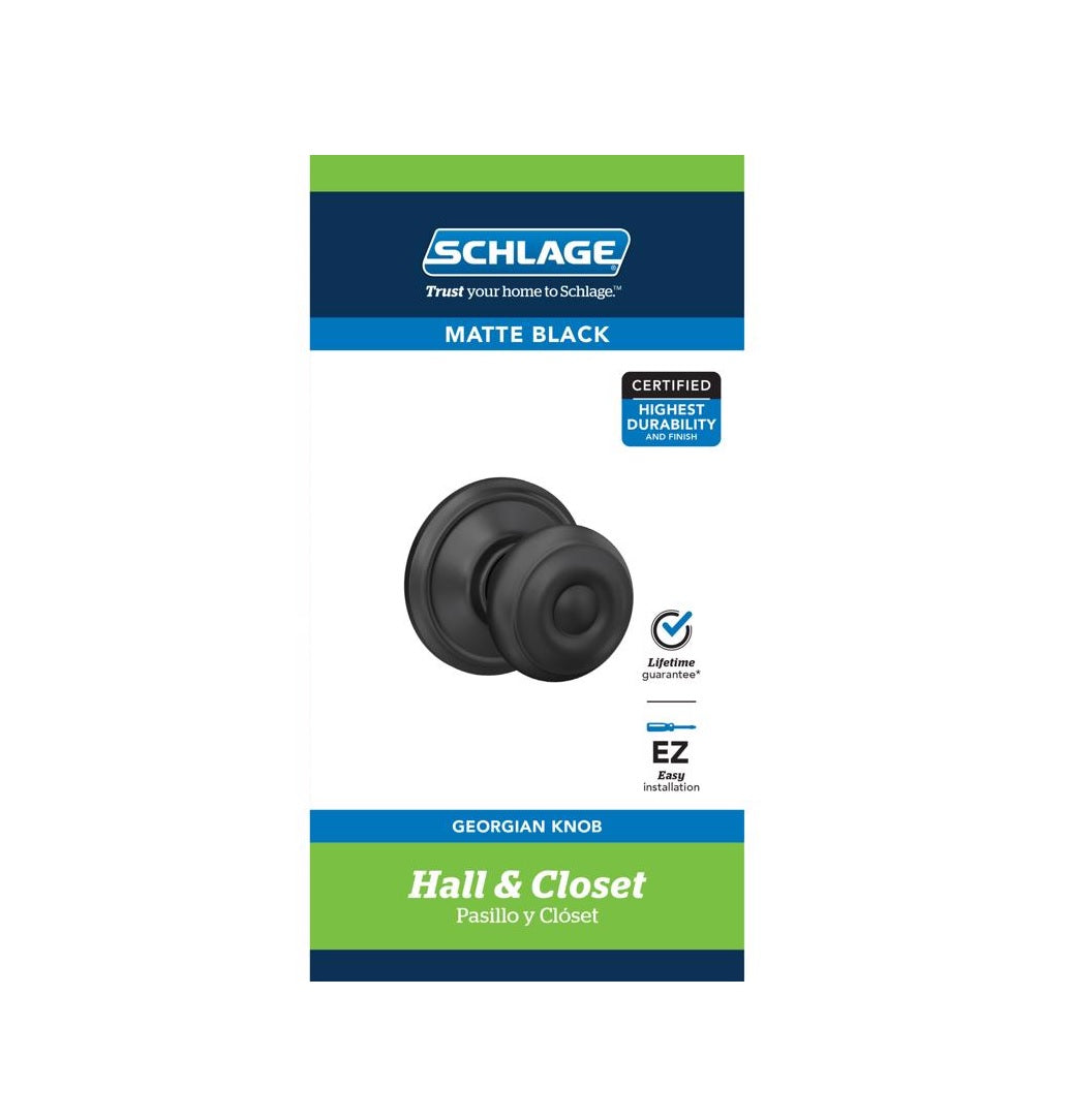 Schlage F10 GEO 622 F-Series Passage Knob, Matte Black