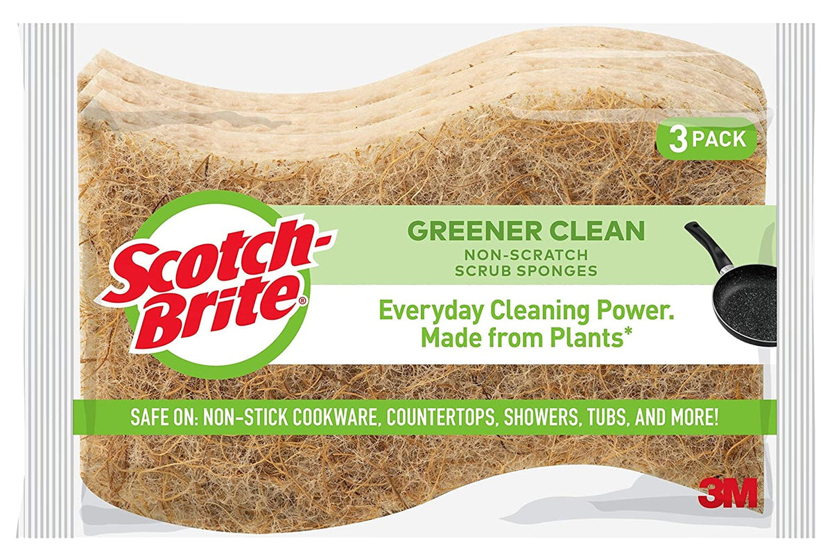 Scotch-Brite 97033 Greener Clean Non-Scratch Scrub Sponge, 3/Pk