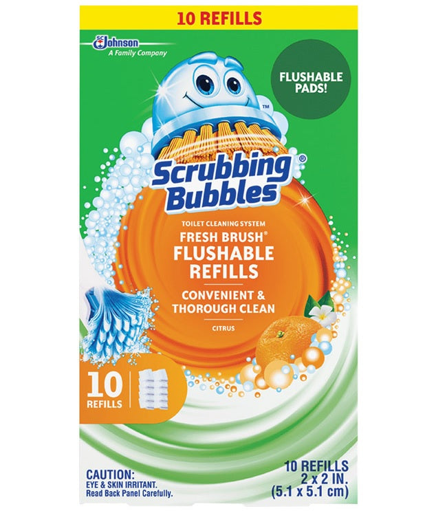 Scrubbing Bubbles 00090 Fresh Brush Toilet Wand Refill Heads, Citrus Scent