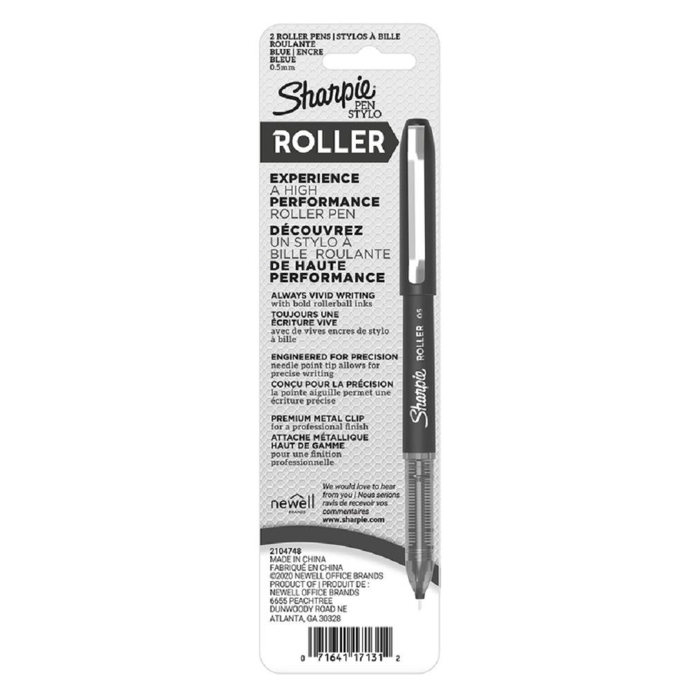 Sharpie 2093198 Rollerball Pen, Blue, 2 Pack