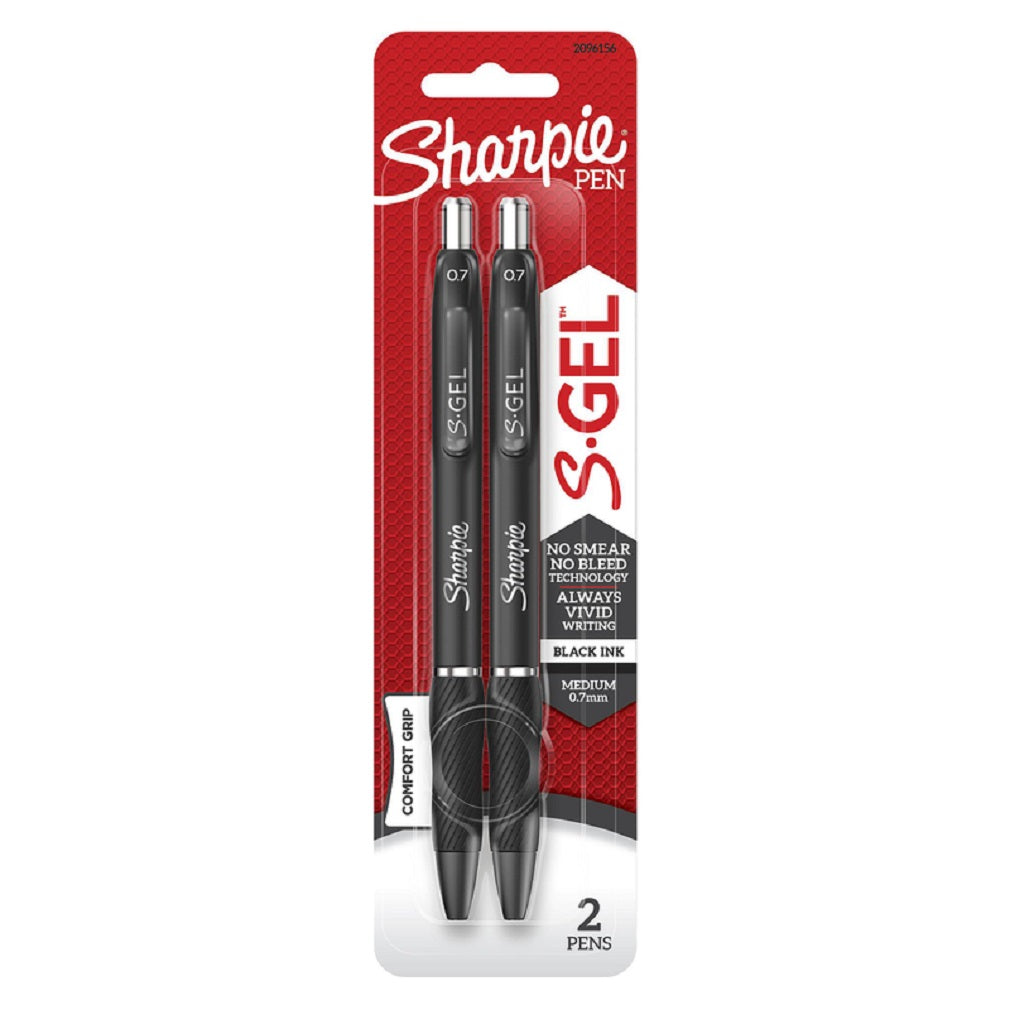 Sharpie 2096156 S-Gel Retractable Gel Pen, Black, 2 Pack