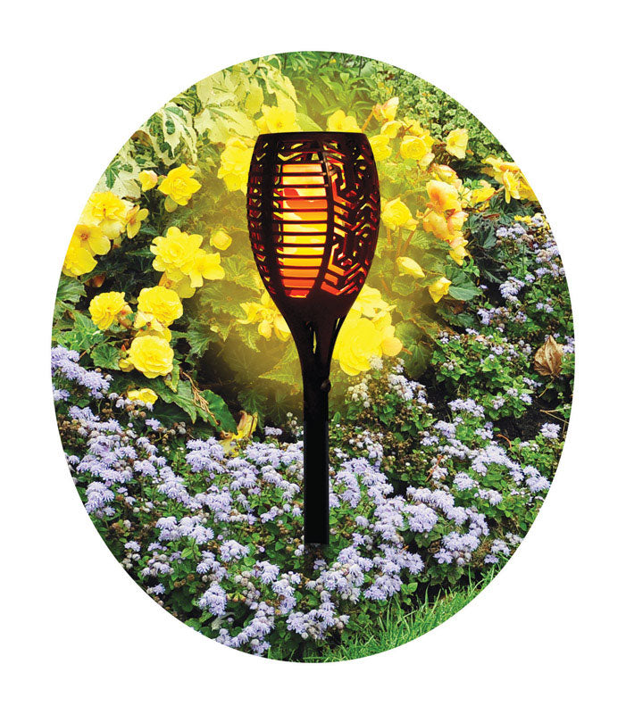 Shawshank 702624 LEDz Round Garden Torch, Ceramic, Black, 12"