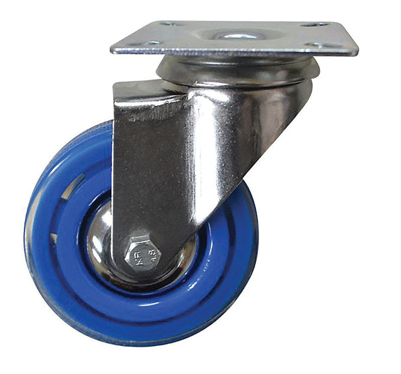 Shepherd Hardware 6267 Swivel Caster, Polyurethane, Blue, 3"