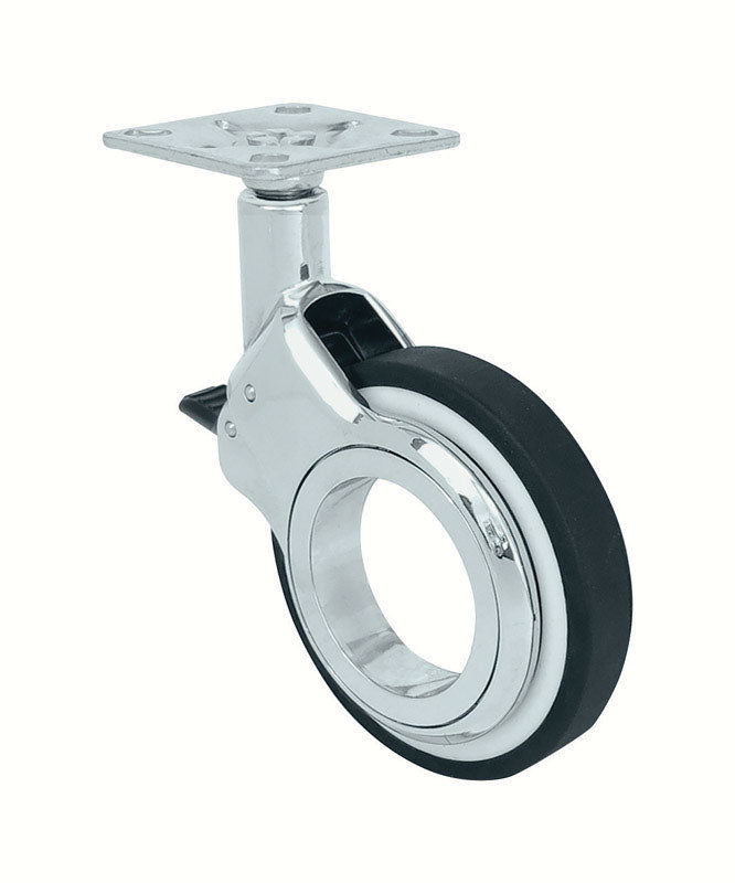 Shepherd Hardware 6282 Swivel Caster With Brakes, Polyurethane, Chrome, 2.5"