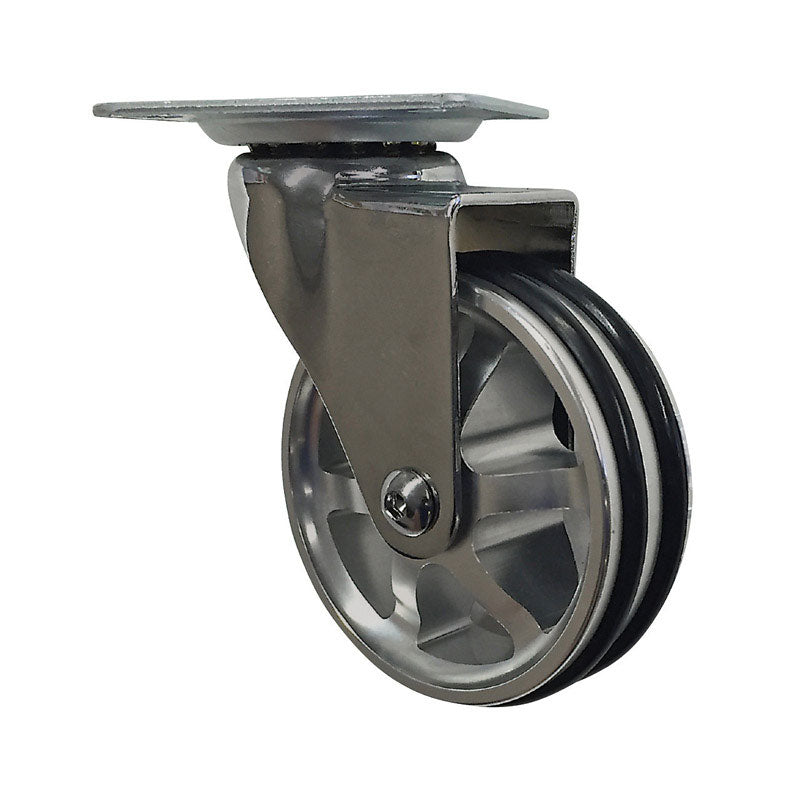 Shepherd Hardware 6294 Swivel Caster, Polyurethane/Aluminum, Chrome, 3"