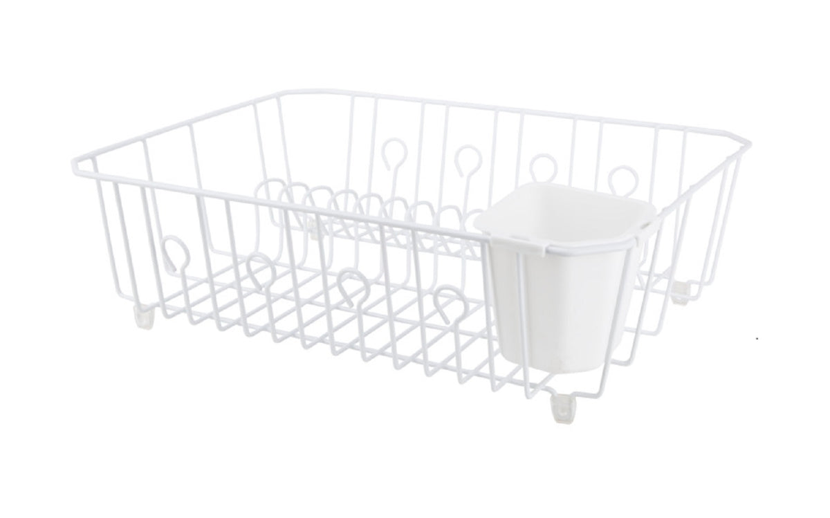 Simple Spaces JI-25W-3L Dish Drainer With Basket, White