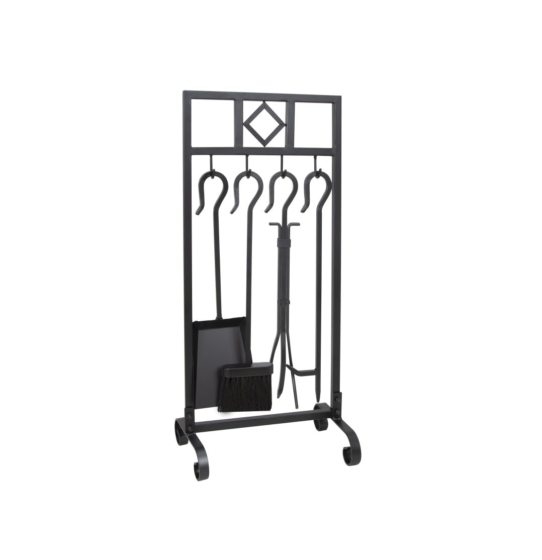 Simple Spaces T58993BK Fireplace Tool Set, Black, 5 Piece