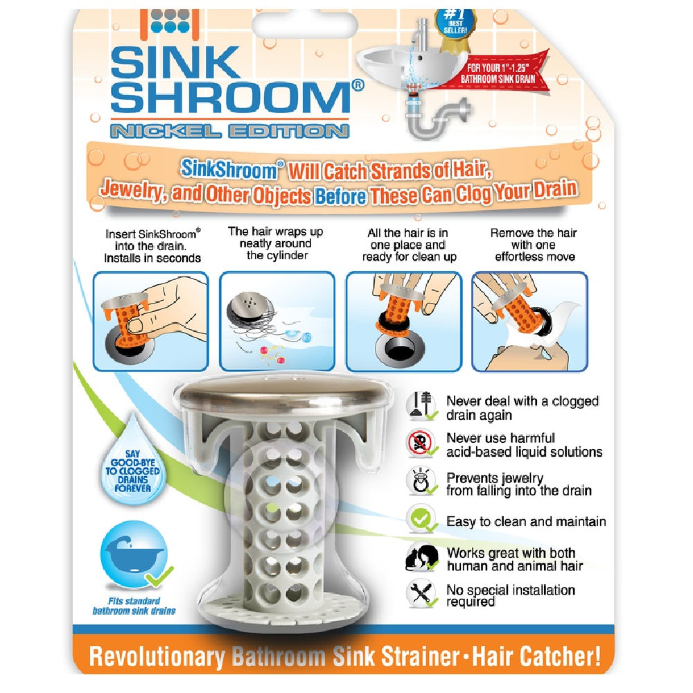 SinkShroom 2161-WP-147 Nickel Edition Sink Strainer, Nickel