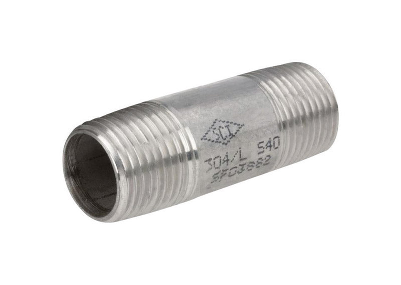 Smith Cooper S8344NI010030B Schedule 40 Welded Nipple, Stainless Steel, 3" x 1"