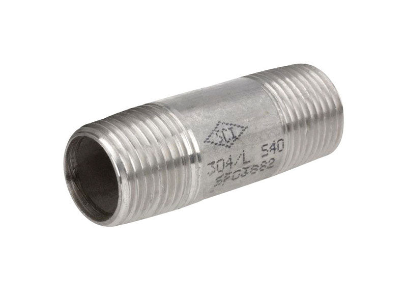 Smith Cooper S8344NI012024B Schedule 40 Swage Nipple, Stainless Steel, 2-1/2" x 1-1/4"