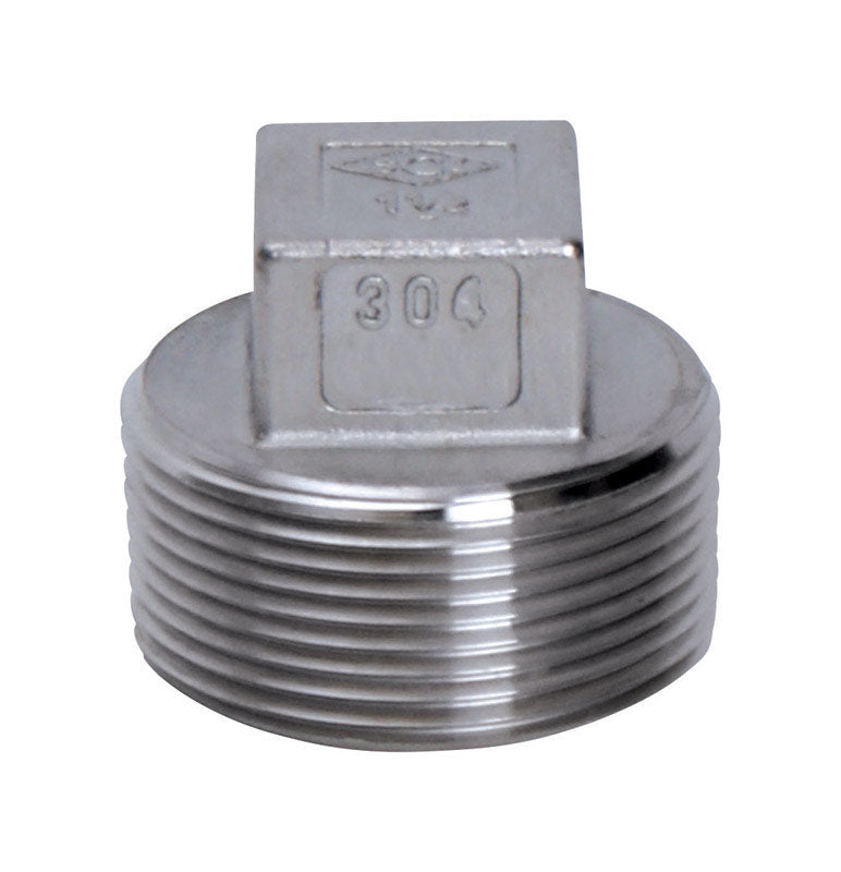 Smith Cooper S3014SP012B Thread Square Head Plug, Stainless Steel, 1-1/4"