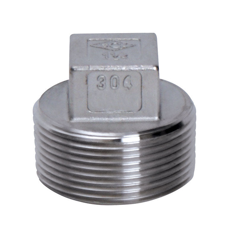 Smith Cooper S3014SP010B Square Head Plug, Stainless Steel, 1"