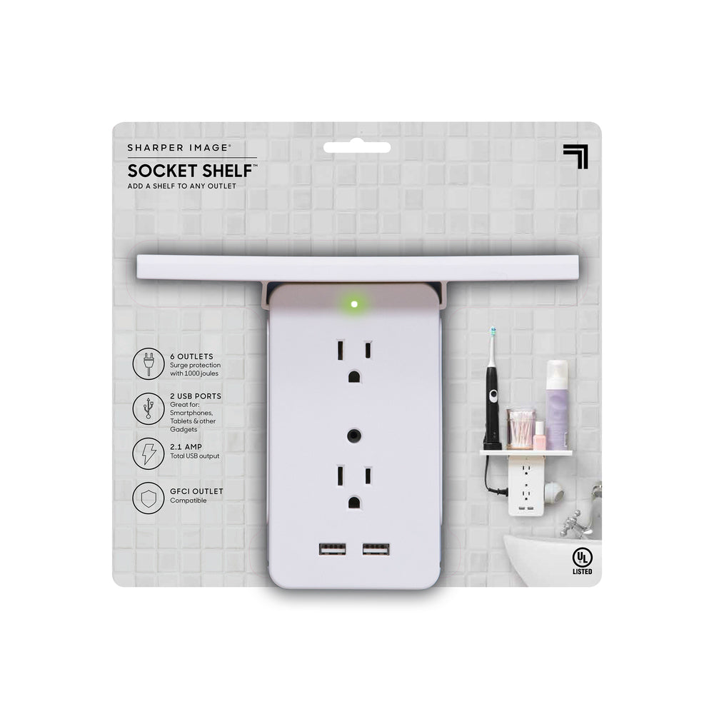 Socket Shelf LF061112 As Seen on TV Outlet/USB/Shelf Adapter, White