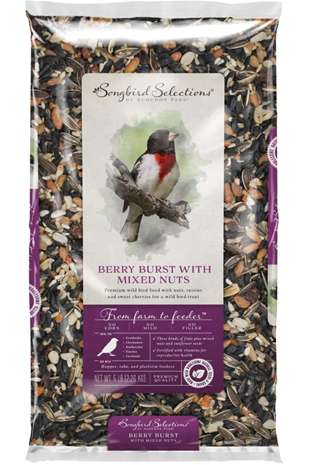 Songbird Selections 13629 Berry Burst with Mixed Nuts Wild Bird Food, 5 Lbs
