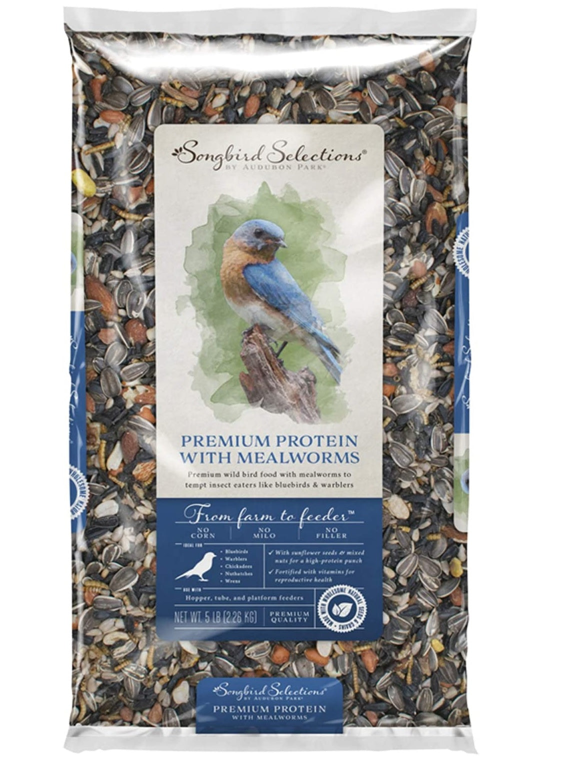 Songbird Selections 13627 Premium Protein with Mealworms Wild Bird Food, 5 Lbs