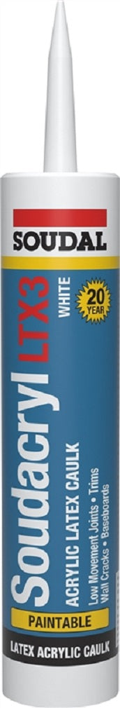 Soudal 146729 Acrylic Latex Caulk, 10.1 Oz