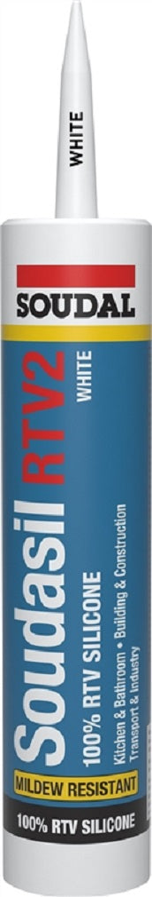 Soudal 146726 Silicone Sealant, White, 10.1 Oz