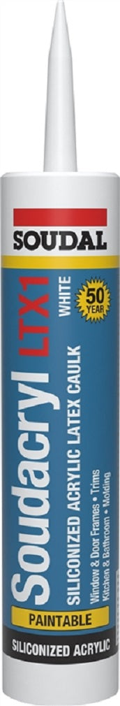 Soudal 146901 Siliconized Acrylic Latex Caulk, Clear, 10.1 Oz