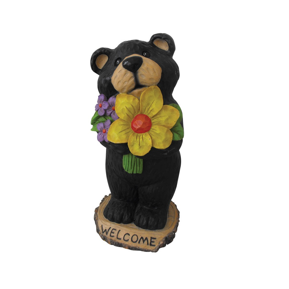 Southern Patio DCR-474628 Black Bear With Flower Statue
